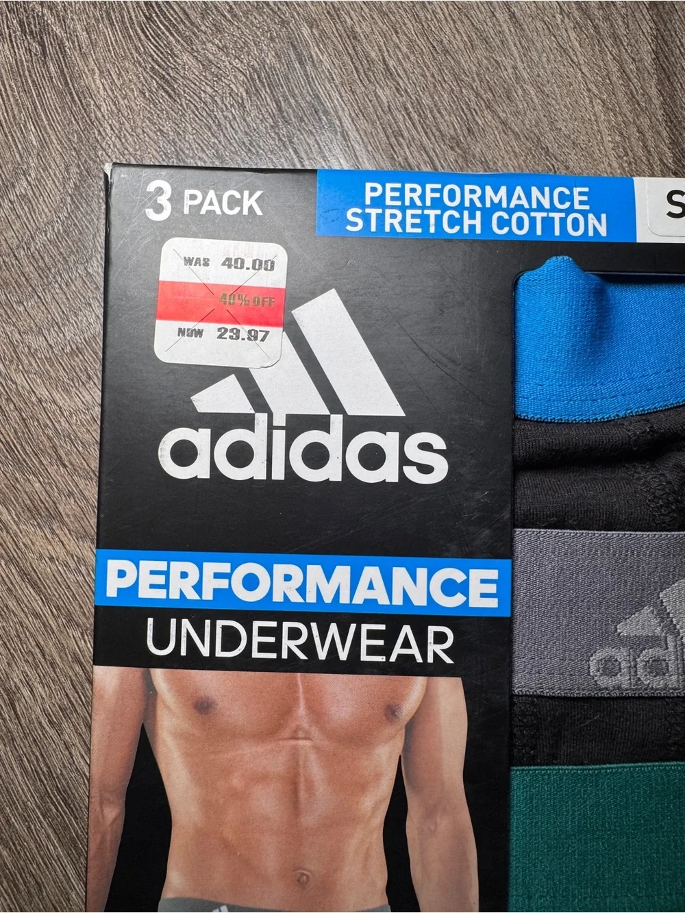 adidas Performance Men's 3-Pack Boxer Briefs - size small